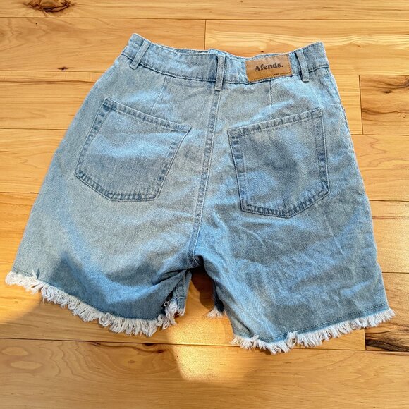 AFENDS Women's Shelby Hemp Organic Cotton Denim Cut Off Shorts - Stone Blue 26 - Picture 4 of 6